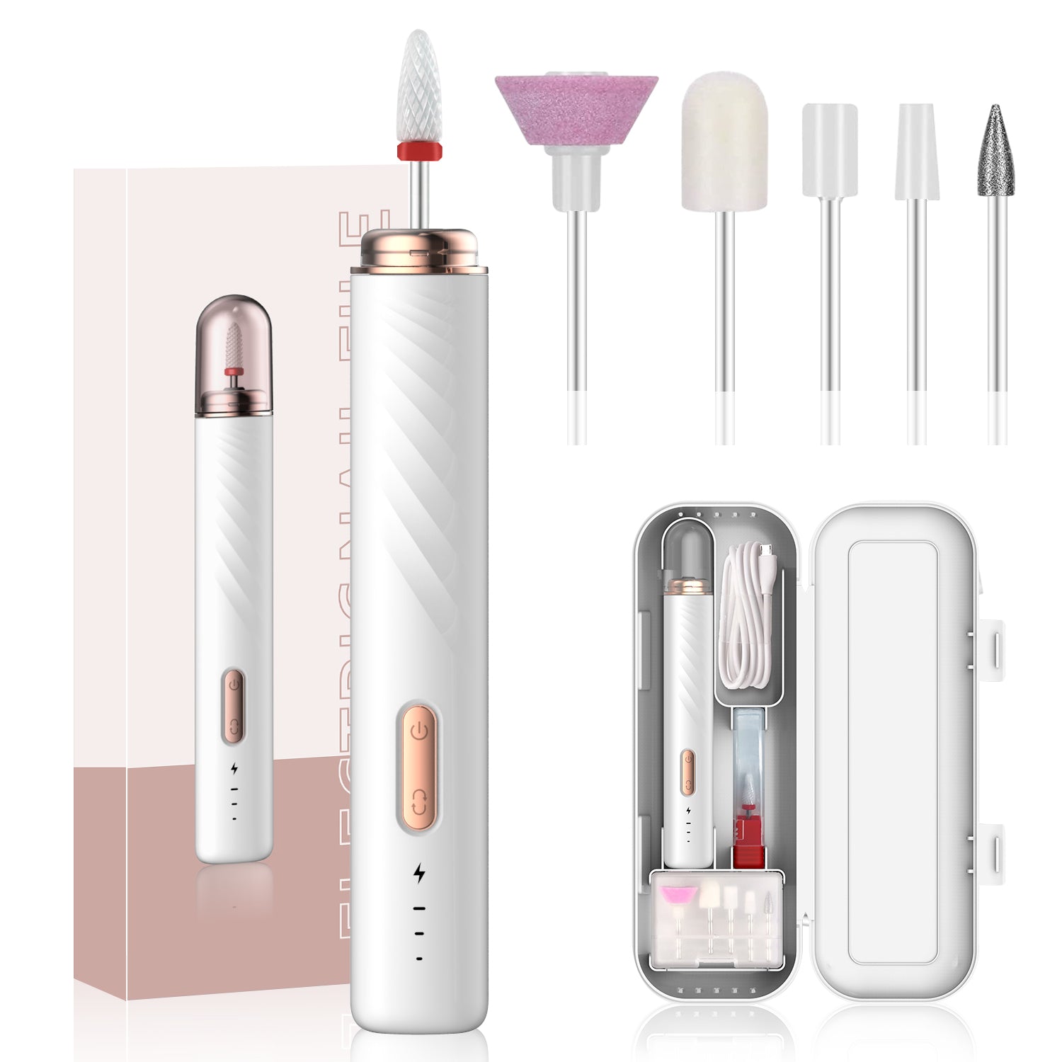 Electrical Professional Nail File Kit Manicure Pedicure Polishing Shape Tools Portable Electric Nail Drill 15000RPM For Home Use