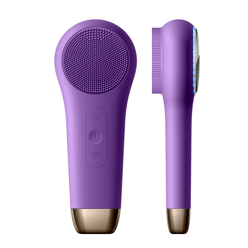 Multifunction Beauty LED Lighting Facial Cleaning Massage Brush Pore Cleanser Wireless Charger Silicone Sonic Face Washing Brush Hot and Cold