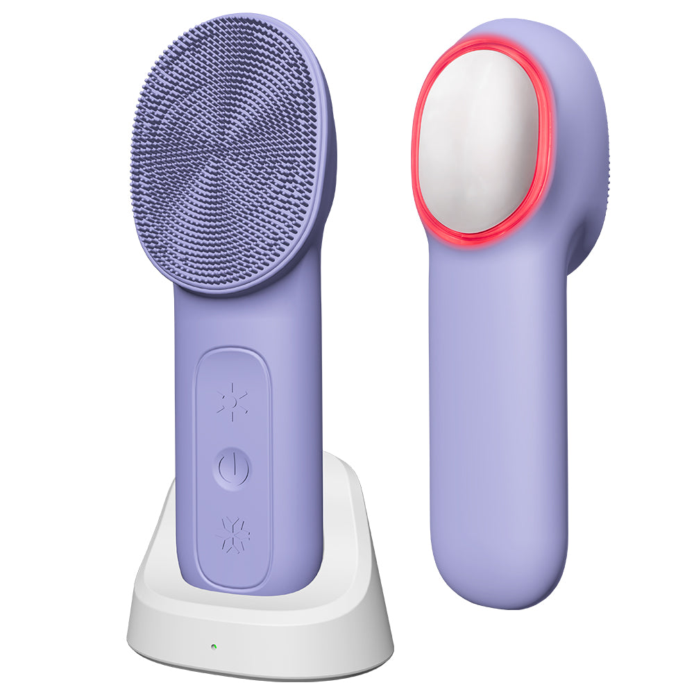 Sonic Facial Cleansing Brush 3 in 1 USB Plug Type Deep Cleaning Exfoliating Facial Care Silicone Face Brush With Base