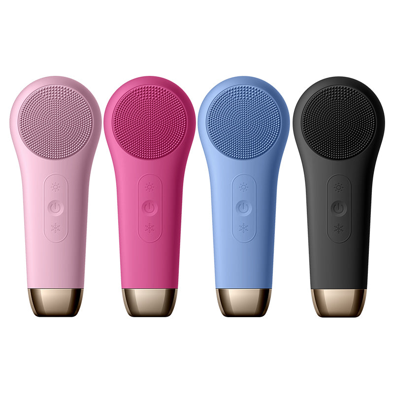 Multifunction Beauty LED Lighting Facial Cleaning Massage Brush Pore Cleanser Wireless Charger Silicone Sonic Face Washing Brush Hot and Cold