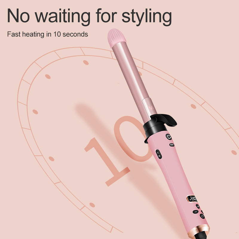 Automatic Curling Iron, 3 in 1 Curling Wand Set, Instant Heat Up Hair Curler with 3 Interchangeable Tourmaline Ceramic Barrels (3/4, 1", 1.25"), LCD Heat Display for Beach Waves