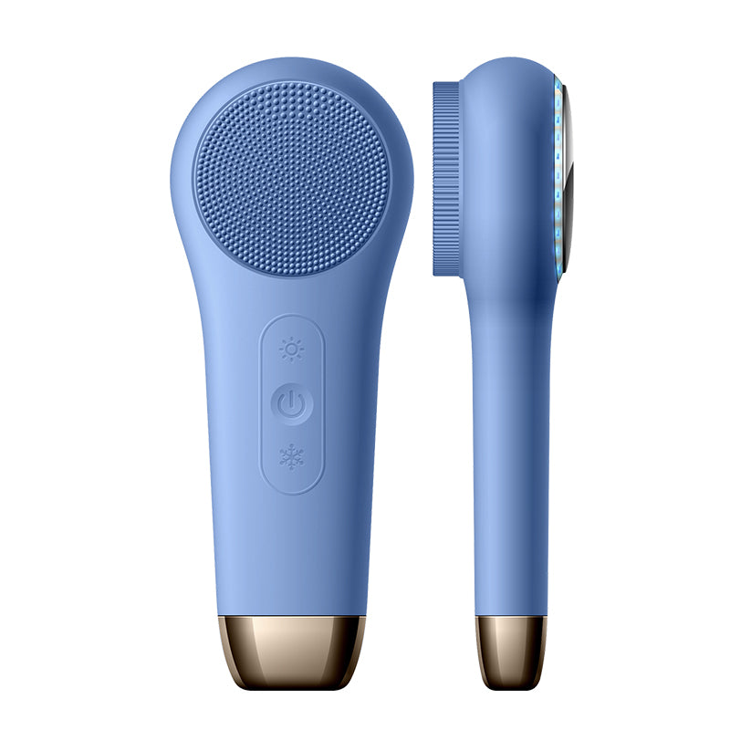 F518 LED Lighting hot Cold Facial Cleansing Brush Wholesale Silicone Face Scrubber Waterproof Silicone Cleaner brush