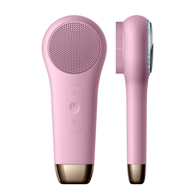 Multifunction Beauty LED Lighting Facial Cleaning Massage Brush Pore Cleanser Wireless Charger Silicone Sonic Face Washing Brush Hot and Cold