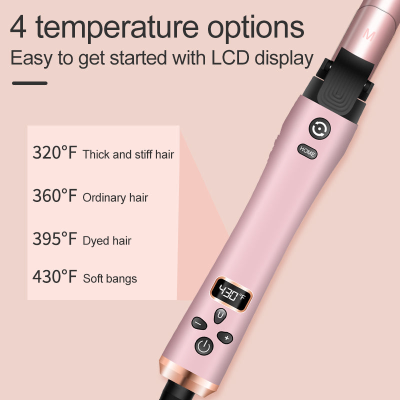 Automatic Curling Iron, 3 in 1 Curling Wand Set, Instant Heat Up Hair Curler with 3 Interchangeable Tourmaline Ceramic Barrels (3/4, 1", 1.25"), LCD Heat Display for Beach Waves