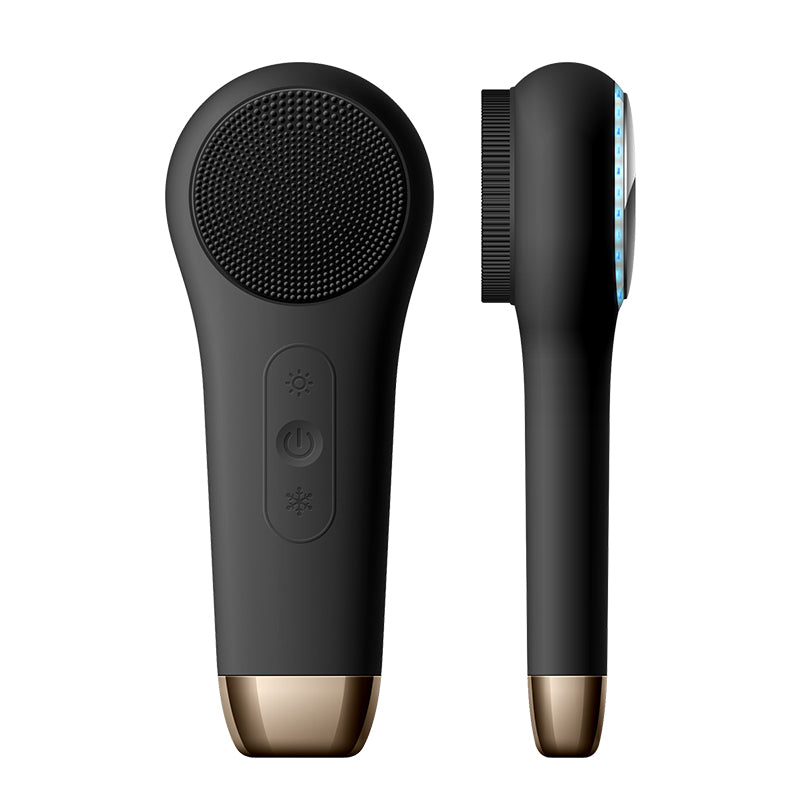 Multifunction Beauty LED Lighting Facial Cleaning Massage Brush Pore Cleanser Wireless Charger Silicone Sonic Face Washing Brush Hot and Cold