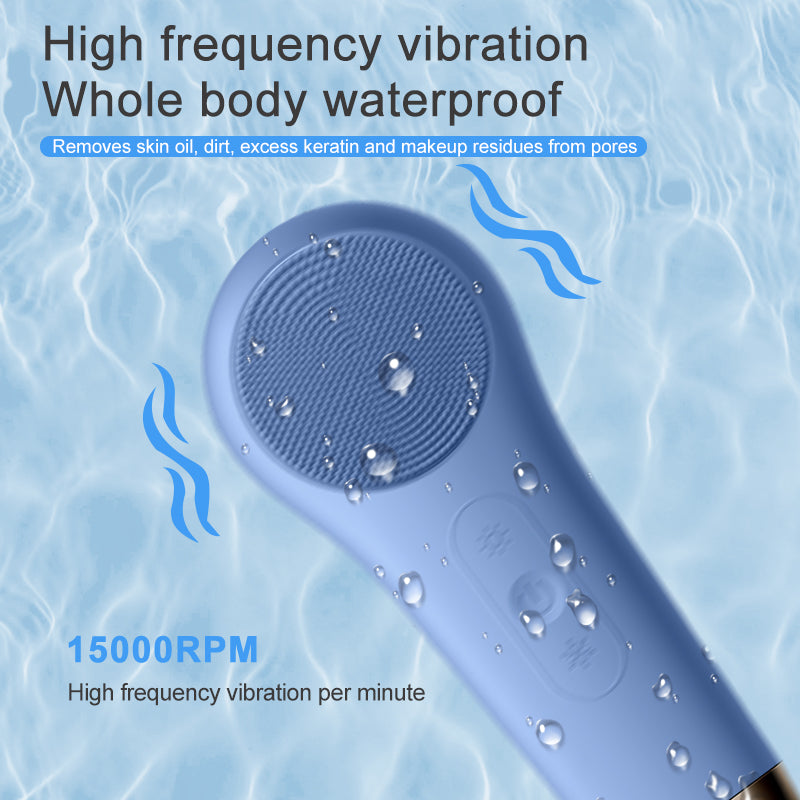 F518 LED Lighting hot Cold Facial Cleansing Brush Wholesale Silicone Face Scrubber Waterproof Silicone Cleaner brush